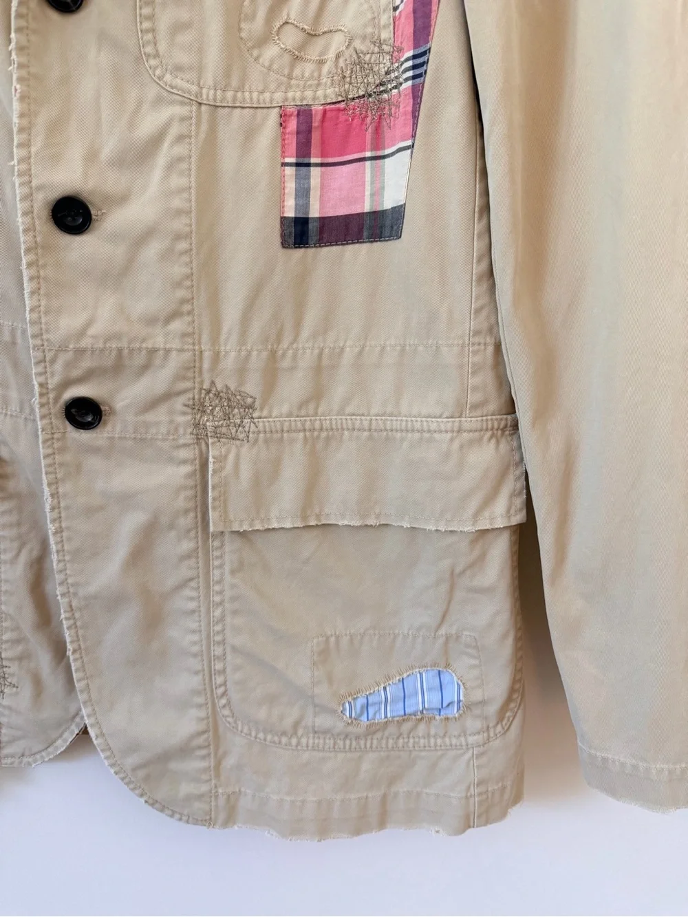 Rare Vintage Polo Ralph Lauren SAMPLE Patchwork Blazer Mens L 1990s Americana